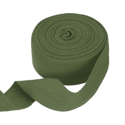 HARFINGTON Baumwoll-Twillband, 4,8 cm, 9,1 m, Fischgräten-Gurtband, Rolle, Schrägband für Bastelarbeiten, Nähen, Geschenkverpackungen, Armeegrün HARFINGTON Baumwoll-Twillband, 4,8 cm, 9,1 m, Fischgräten-Gurtband, Rolle, Schrägband für Bastelarbeiten, Nähen, Geschenkverpackungen, Armeegrün von HARFINGTON