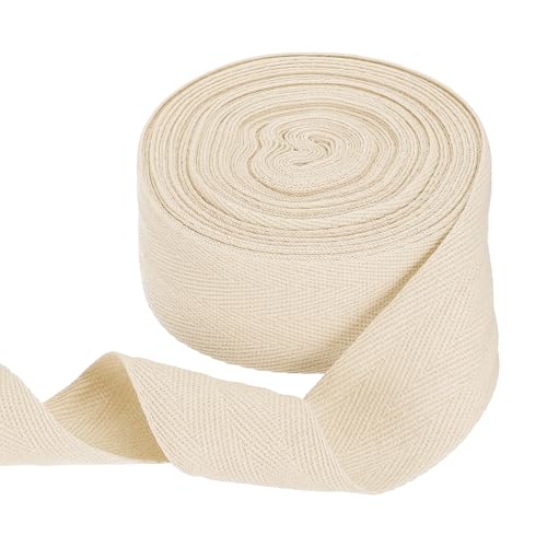 HARFINGTON Baumwoll-Twillband, 4,8 cm, 9,1 m, Fischgräten-Gurtband, Rolle, Schrägband für DIY, Basteln, Nähen, Geschenkverpackung, Beige HARFINGTON Baumwoll-Twillband, 4,8 cm, 9,1 m, Fischgräten-Gurtband, Rolle, Schrägband für DIY, Basteln, Nähen, Geschenkverpackung, Beige von HARFINGTON