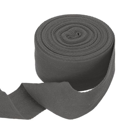 HARFINGTON Baumwoll-Twillband, 5,1 cm, 9,1 m, Fischgräten-Gurtband, Rolle, Schrägband für Bastelarbeiten, Nähen, Geschenkverpackungen, Dunkelgrau HARFINGTON Baumwoll-Twillband, 5,1 cm, 9,1 m, Fischgräten-Gurtband, Rolle, Schrägband für Bastelarbeiten, Nähen, Geschenkverpackungen, Dunkelgrau von HARFINGTON