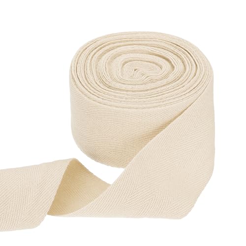 HARFINGTON Baumwoll-Twillband, 5,1 cm, 9,1 m, Fischgräten-Gurtband, Rolle, Schrägband für Heimwerker, Handwerk, Nähen, Geschenkverpackung, Beige HARFINGTON Baumwoll-Twillband, 5,1 cm, 9,1 m, Fischgräten-Gurtband, Rolle, Schrägband für Heimwerker, Handwerk, Nähen, Geschenkverpackung, Beige von HARFINGTON