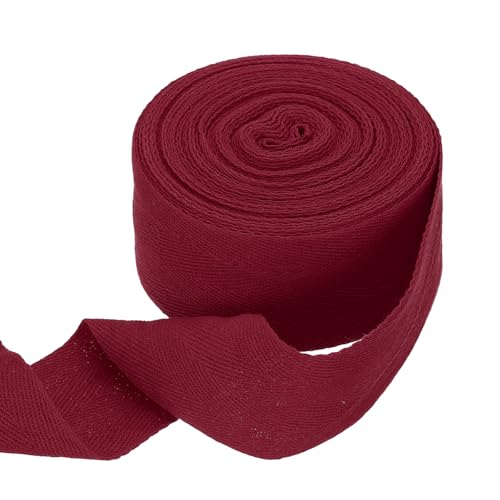 HARFINGTON Baumwoll-Twillband, 5,1 cm, 9,1 m, Fischgräten-Gurtband, Rolle, Schrägband für Heimwerker, Handwerk, Nähen, Geschenkverpackung, Dunkelrot HARFINGTON Baumwoll-Twillband, 5,1 cm, 9,1 m, Fischgräten-Gurtband, Rolle, Schrägband für Heimwerker, Handwerk, Nähen, Geschenkverpackung, Dunkelrot von HARFINGTON