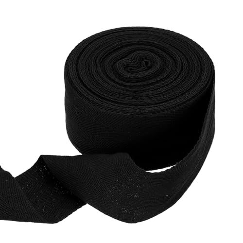 HARFINGTON Baumwoll-Twillband, 5,1 cm, 9,1 m, Fischgräten-Gurtband, Rolle, Schrägband für Heimwerker, Handwerk, Nähen, Geschenkverpackung, Schwarz HARFINGTON Baumwoll-Twillband, 5,1 cm, 9,1 m, Fischgräten-Gurtband, Rolle, Schrägband für Heimwerker, Handwerk, Nähen, Geschenkverpackung, Schwarz von HARFINGTON