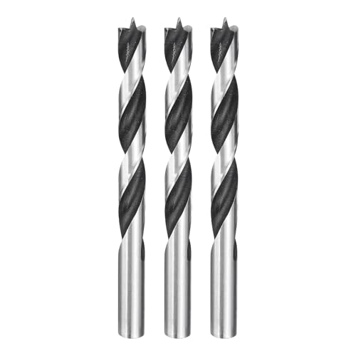 HARFINGTON Brad Point Bohrer 12 mm Durchmesser, gerader runder Schaft, metrischer Spiralbohrer für Weichholz, Hartholz, Sperrholz, Kunststoff, Gummi, silberfarben, 3 Stück von HARFINGTON