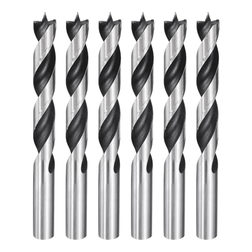 HARFINGTON Brad Point Bohrer 13 mm Durchmesser, gerader runder Schaft, metrischer Spiralbohrer für Weichholz, Hartholz, Sperrholz, Kunststoff, Gummi, silberfarben, 6 Stück von HARFINGTON