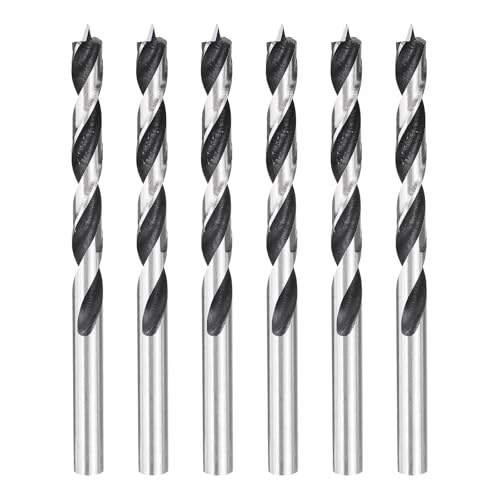 HARFINGTON Brad Point Bohrer 7 mm Durchmesser, gerader runder Schaft, metrischer Spiralbohrer für Weichholz, Hartholz, Sperrholz, Kunststoff, Gummi, silberfarben, 6 Stück von HARFINGTON