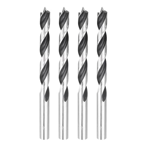HARFINGTON Brad Point Bohrer 8,5 mm Durchmesser, gerader runder Schaft, metrischer Spiralbohrer für Weichholz, Hartholz, Sperrholz, Kunststoff, Gummi, silberfarben, 4 Stück von HARFINGTON