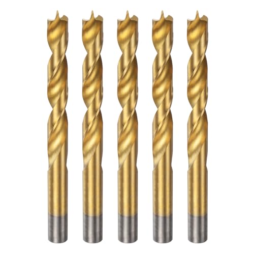 HARFINGTON Brad Point Bohrer HSS4241 mit geradem Rundschaft, metrischer Spiralbohrer für Tischler, Holzbearbeitung, Kunststoff, Gummi, goldfarben, 5 Stück HARFINGTON Brad Point Bohrer HSS4241 mit geradem Rundschaft, metrischer Spiralbohrer für Tischler, Holzbearbeitung, Kunststoff, Gummi, goldfarben, 5 Stück von HARFINGTON