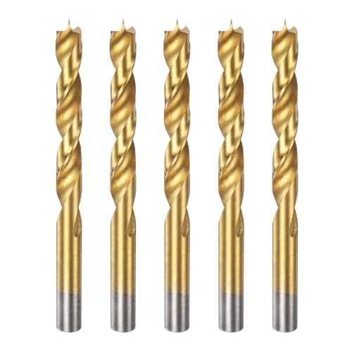HARFINGTON Brad Point Bohrer HSS4241 mit geradem Rundschaft, metrischer Spiralbohrer für Tischler, Holzbearbeitung, Kunststoff, Gummi, goldfarben, 5 Stück HARFINGTON Brad Point Bohrer HSS4241 mit geradem Rundschaft, metrischer Spiralbohrer für Tischler, Holzbearbeitung, Kunststoff, Gummi, goldfarben, 5 Stück von HARFINGTON