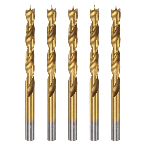 HARFINGTON Brad Point Bohrer HSS4241 mit geradem Rundschaft, metrischer Spiralbohrer für Tischler, Holzbearbeitung, Kunststoff, Gummi, goldfarben, 5 Stück HARFINGTON Brad Point Bohrer HSS4241 mit geradem Rundschaft, metrischer Spiralbohrer für Tischler, Holzbearbeitung, Kunststoff, Gummi, goldfarben, 5 Stück von HARFINGTON