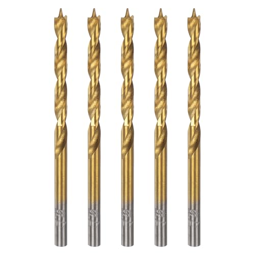 HARFINGTON Brad Point Bohrer HSS4241 mit geradem Rundschaft, metrischer Spiralbohrer für Tischler, Holzbearbeitung, Kunststoff, Gummi, goldfarben, 5 Stück HARFINGTON Brad Point Bohrer HSS4241 mit geradem Rundschaft, metrischer Spiralbohrer für Tischler, Holzbearbeitung, Kunststoff, Gummi, goldfarben, 5 Stück von HARFINGTON