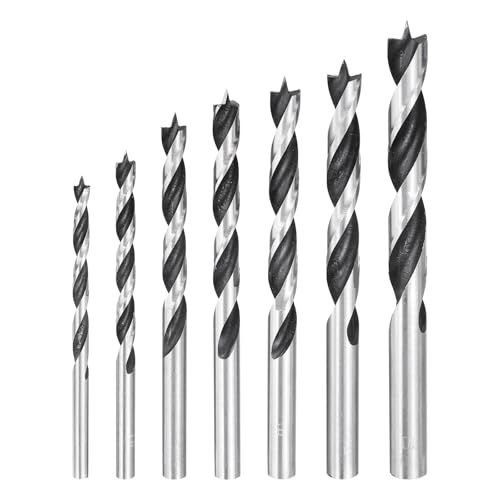 HARFINGTON Brad Point Bohrer-Set, 4/5/6/7/8/9/10 mm Durchmesser, gerader runder Schaft, metrischer Spiralbohrer für Weichholz, Hartholz, Sperrholz, Kunststoff, Gummi, silberfarben HARFINGTON Brad Point Bohrer-Set, 4/5/6/7/8/9/10 mm Durchmesser, gerader runder Schaft, metrischer Spiralbohrer für Weichholz, Hartholz, Sperrholz, Kunststoff, Gummi, silberfarben von HARFINGTON