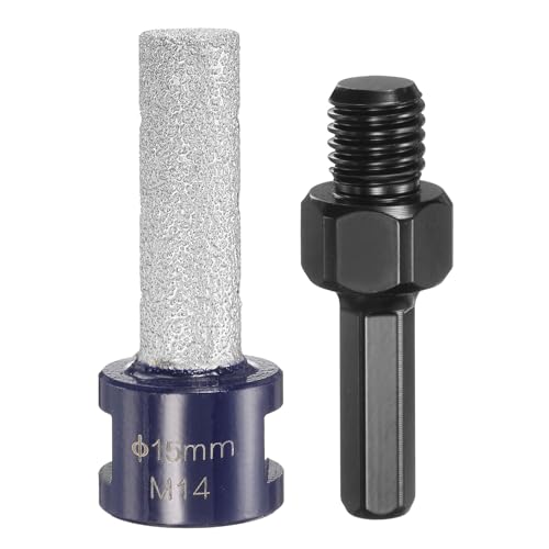 HARFINGTON Diamant-Fingerfräs-Bits, 15 mm Durchmesser, 5/8-Zoll-11-Gewinde, Diamant-Fräs-Bit zum Vergrößern, Formen vorhandener Löcher in Porzellan-Keramik, mit 3/8-Zoll-Sechskantschaftadapter, blau HARFINGTON Diamant-Fingerfräs-Bits, 15 mm Durchmesser, 5/8-Zoll-11-Gewinde, Diamant-Fräs-Bit zum Vergrößern, Formen vorhandener Löcher in Porzellan-Keramik, mit 3/8-Zoll-Sechskantschaftadapter, blau von HARFINGTON