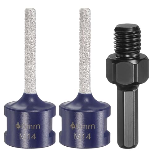 HARFINGTON Diamant-Fingerfräs-Bits, 6 mm Durchmesser, 5/8-Zoll-11-Gewinde, Diamantfräsbohrer zum Vergrößern, Formen vorhandener Löcher in Porzellan-Keramik mit 3/8-Zoll-Sechskantschaftadapter, blau von HARFINGTON