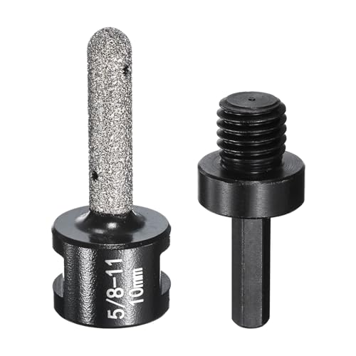 HARFINGTON Diamant-Fingerfräser, 10 mm, 2 Löcher mit 5/8-Zoll-11-Gewinde mit Umwandlung zum Vergrößern, Formen, Fräsen vorhandener Löcher auf Marmor-Arbeitsplatte, Schwarz, 2 Stück von HARFINGTON