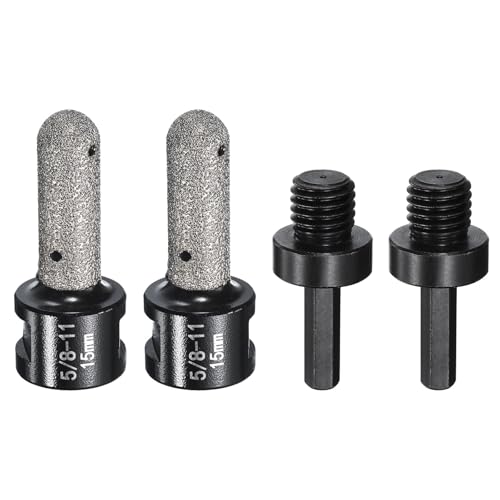 HARFINGTON Diamant-Fingerfräser, 15 mm, 2 Löcher mit 5/8-Zoll-11-Gewinde mit Umwandlung zum Vergrößern, Formen, Fräsen vorhandener Löcher auf Marmor-Arbeitsplatte, Schwarz, 4 Stück HARFINGTON Diamant-Fingerfräser, 15 mm, 2 Löcher mit 5/8-Zoll-11-Gewinde mit Umwandlung zum Vergrößern, Formen, Fräsen vorhandener Löcher auf Marmor-Arbeitsplatte, Schwarz, 4 Stück von HARFINGTON