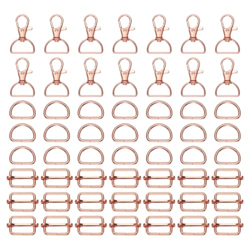 HARFINGTON Drehverschlüsse mit D-Ringen und Schiebeschnallen, 20 mm, Metall-Drehknöpfe, D-Form, Ringe, verstellbar, rechteckig, für Geldbörse, Hardware, Näharbeiten, Bastelprojekte, Roségold, 56 Stück HARFINGTON Drehverschlüsse mit D-Ringen und Schiebeschnallen, 20 mm, Metall-Drehknöpfe, D-Form, Ringe, verstellbar, rechteckig, für Geldbörse, Hardware, Näharbeiten, Bastelprojekte, Roségold, 56 Stück von HARFINGTON