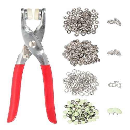 HARFINGTON Druckknöpfe aus Metall, 100 Stück, 10 mm, solide Zinken, Druckknöpfe mit Verschlusszange zum Nähen, Stoff, Leder, Kleidung, Basteln, Beige von HARFINGTON