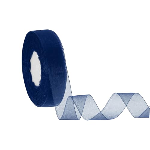 HARFINGTON Durchsichtiges Organzaband, 2,5 cm, 45,7 m, Chiffon-Bänder für Geschenkverpackungen, Hochzeit, Party, Dekoration, Blumenstrauß, Basteln, Weihnachten, Dunkelblau HARFINGTON Durchsichtiges Organzaband, 2,5 cm, 45,7 m, Chiffon-Bänder für Geschenkverpackungen, Hochzeit, Party, Dekoration, Blumenstrauß, Basteln, Weihnachten, Dunkelblau von HARFINGTON