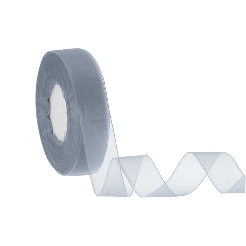 HARFINGTON Durchsichtiges Organzaband, 2,5 cm, 45,7 m, Chiffon-Bänder für Geschenkverpackungen, Hochzeit, Party, Dekoration, Blumenstrauß, Basteln, Weihnachten, Grau HARFINGTON Durchsichtiges Organzaband, 2,5 cm, 45,7 m, Chiffon-Bänder für Geschenkverpackungen, Hochzeit, Party, Dekoration, Blumenstrauß, Basteln, Weihnachten, Grau von HARFINGTON