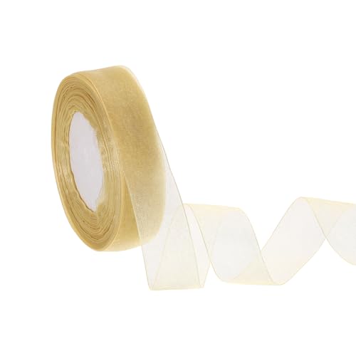 HARFINGTON Durchsichtiges Organzaband, 2,5 cm, 45,7 m, Chiffon-Bänder für Geschenkverpackungen, Hochzeit, Party, Dekoration, Blumenstrauß, Basteln, Weihnachten, Hellgold HARFINGTON Durchsichtiges Organzaband, 2,5 cm, 45,7 m, Chiffon-Bänder für Geschenkverpackungen, Hochzeit, Party, Dekoration, Blumenstrauß, Basteln, Weihnachten, Hellgold von HARFINGTON