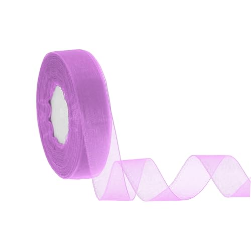 HARFINGTON Durchsichtiges Organzaband, 2,5 cm, 45,7 m, Chiffon-Bänder für Geschenkverpackungen, Hochzeit, Party, Dekoration, Blumenstrauß, Basteln, Weihnachten, Hellviolett HARFINGTON Durchsichtiges Organzaband, 2,5 cm, 45,7 m, Chiffon-Bänder für Geschenkverpackungen, Hochzeit, Party, Dekoration, Blumenstrauß, Basteln, Weihnachten, Hellviolett von HARFINGTON