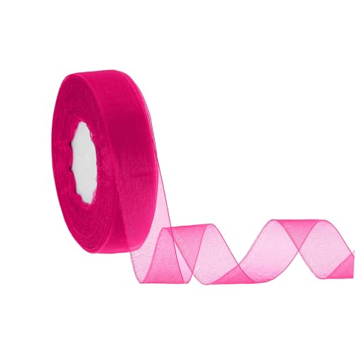 HARFINGTON Durchsichtiges Organzaband, 2,5 cm, 45,7 m, Chiffon-Bänder für Geschenkverpackungen, Hochzeit, Party, Dekoration, Blumenstrauß, Basteln, Weihnachten, Rosenrot HARFINGTON Durchsichtiges Organzaband, 2,5 cm, 45,7 m, Chiffon-Bänder für Geschenkverpackungen, Hochzeit, Party, Dekoration, Blumenstrauß, Basteln, Weihnachten, Rosenrot von HARFINGTON