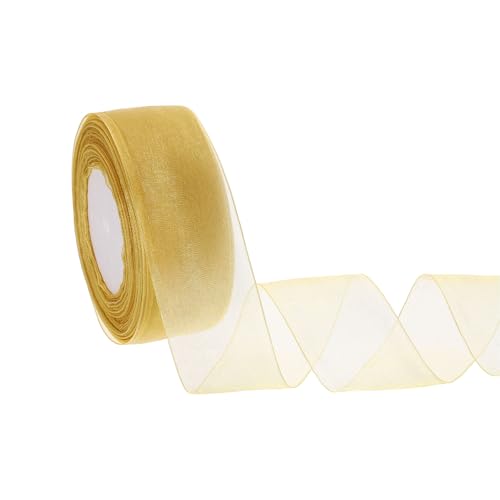 HARFINGTON Durchsichtiges Organzaband, 3,8 cm, 45,7 m, Chiffon-Schleifenband für Geschenkverpackungen, Hochzeit, Party, Dekoration, Blumenstrauß, Basteln, Weihnachten, Hellgold HARFINGTON Durchsichtiges Organzaband, 3,8 cm, 45,7 m, Chiffon-Schleifenband für Geschenkverpackungen, Hochzeit, Party, Dekoration, Blumenstrauß, Basteln, Weihnachten, Hellgold von HARFINGTON