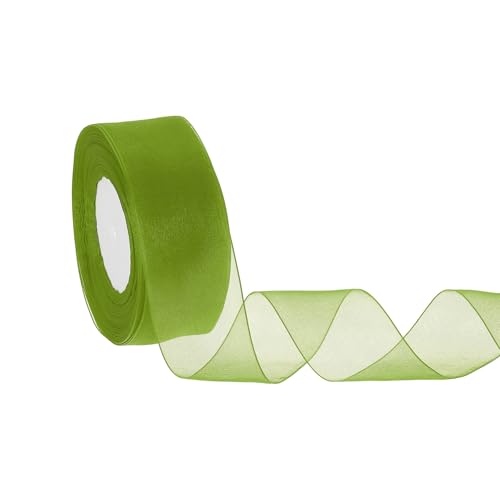 HARFINGTON Durchsichtiges Organzaband, 3,8 cm, 45,7 m, Chiffon-Schleifenband für Geschenkverpackungen, Hochzeit, Party, Dekoration, Blumenstrauß, Basteln, Weihnachten, Olivgrün HARFINGTON Durchsichtiges Organzaband, 3,8 cm, 45,7 m, Chiffon-Schleifenband für Geschenkverpackungen, Hochzeit, Party, Dekoration, Blumenstrauß, Basteln, Weihnachten, Olivgrün von HARFINGTON