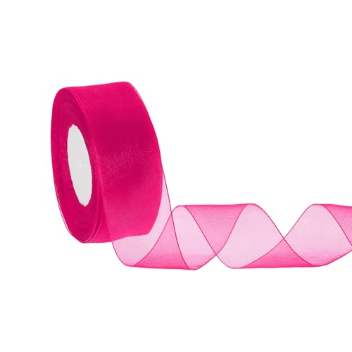 HARFINGTON Durchsichtiges Organzaband, 3,8 cm, 45,7 m, Chiffon-Schleifenband für Geschenkverpackungen, Hochzeit, Party, Dekoration, Blumenstrauß, Basteln, Weihnachten, Rosenrot HARFINGTON Durchsichtiges Organzaband, 3,8 cm, 45,7 m, Chiffon-Schleifenband für Geschenkverpackungen, Hochzeit, Party, Dekoration, Blumenstrauß, Basteln, Weihnachten, Rosenrot von HARFINGTON
