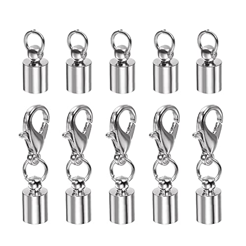 HARFINGTON Endkappen für Kordel, 4,5 mm, Karabinerverschluss, Endkappen für DIY-Armbänder, Halsketten, Basteln, silberfarben, 10 Stück HARFINGTON Endkappen für Kordel, 4,5 mm, Karabinerverschluss, Endkappen für DIY-Armbänder, Halsketten, Basteln, silberfarben, 10 Stück von HARFINGTON