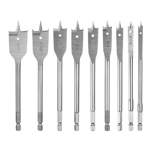 HARFINGTON Flachbohrer-Set, Holzlochschneider mit Schnellwechsel, 1/4-Zoll-Sechskantschaft für Holzbearbeitung, Fiberglas, silberfarben, 9-teilig HARFINGTON Flachbohrer-Set, Holzlochschneider mit Schnellwechsel, 1/4-Zoll-Sechskantschaft für Holzbearbeitung, Fiberglas, silberfarben, 9-teilig von HARFINGTON
