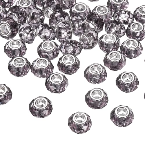 HARFINGTON Glasperlen mit großem Loch, 14 mm, hellgrau, europäisch, lose, runde, facettierte Strasssteine, Bastelperlen für DIY-Armbänder, Halsketten, Schmuckherstellung, 50 Stück HARFINGTON Glasperlen mit großem Loch, 14 mm, hellgrau, europäisch, lose, runde, facettierte Strasssteine, Bastelperlen für DIY-Armbänder, Halsketten, Schmuckherstellung, 50 Stück von HARFINGTON