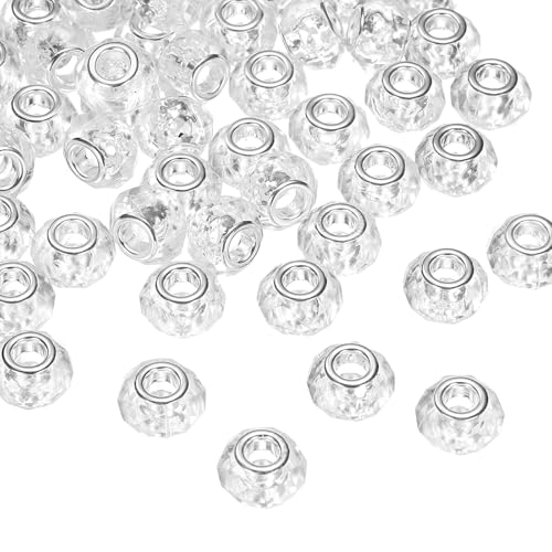 HARFINGTON Glasperlen mit großem Loch, 14 mm, transparent, europäisch, lose, runde, facettierte Strasssteine, Bastelperlen für DIY-Armbänder, Halsketten, Schmuckherstellung, 50 Stück HARFINGTON Glasperlen mit großem Loch, 14 mm, transparent, europäisch, lose, runde, facettierte Strasssteine, Bastelperlen für DIY-Armbänder, Halsketten, Schmuckherstellung, 50 Stück von HARFINGTON
