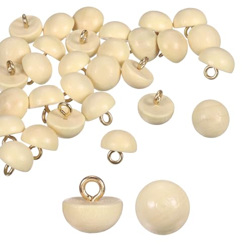 HARFINGTON Holzknöpfe, 11,5 mm, gewölbt, rund, zum Nähen, Nähen, Zubehör mit Schaft für Cheongsam-Shirt, Hochzeitskleider, Gelb, 10 Stück von HARFINGTON