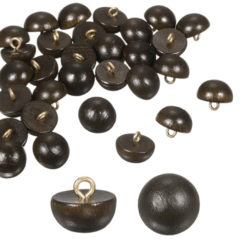 HARFINGTON Holzknöpfe, 15 mm, Pilzform, gewölbt, rund, Nähzubehör, mit Schaft, für Cheongsam-Shirt, Hochzeitskleider, Dunkelbraun, 10 Stück von HARFINGTON