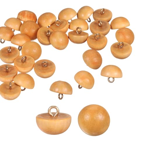 HARFINGTON Holzknöpfe, 15 mm, gewölbt, rund, zum Nähen, Nähen, Zubehör mit Schaft für Cheongsam-Shirt, Hochzeitskleider, Hellbraun, 30 Stück HARFINGTON Holzknöpfe, 15 mm, gewölbt, rund, zum Nähen, Nähen, Zubehör mit Schaft für Cheongsam-Shirt, Hochzeitskleider, Hellbraun, 30 Stück von HARFINGTON