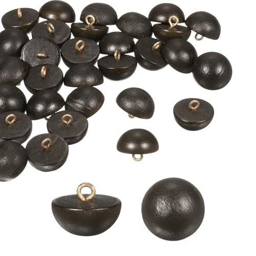 HARFINGTON Holzknöpfe, 18 mm, gewölbt, rund, zum Nähen, Nähen, Zubehör mit Schaft für Cheongsam-Shirt, Hochzeitskleider, Dunkelbraun, 30 Stück von HARFINGTON