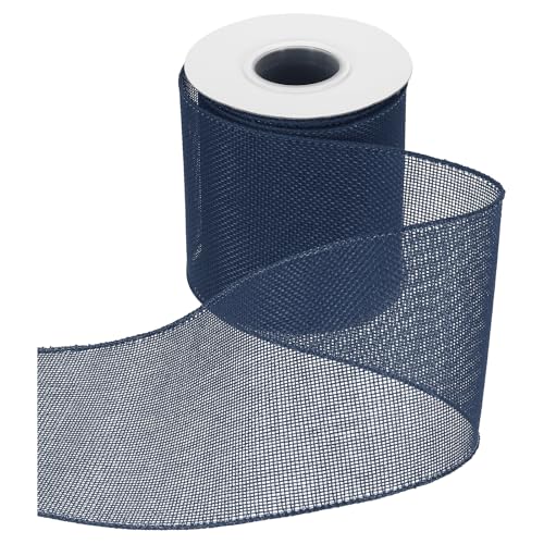 HARFINGTON Juteband mit Draht, 10,2 cm x 9,1 m, Band mit Drahtrand, Kreuz, gewebtes Band für große Schleife, Kranz, Urlaub, Partys, Zuhause und Outdoor-Dekoration, Marineblau HARFINGTON Juteband mit Draht, 10,2 cm x 9,1 m, Band mit Drahtrand, Kreuz, gewebtes Band für große Schleife, Kranz, Urlaub, Partys, Zuhause und Outdoor-Dekoration, Marineblau von HARFINGTON