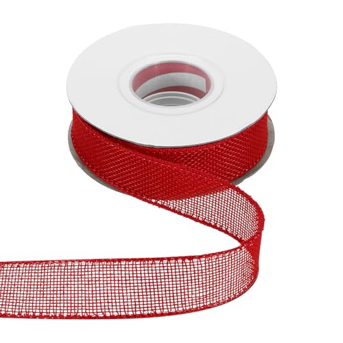 HARFINGTON Juteband mit Draht, 2,5 cm x 9,1 m, mit Drahtrand, Kreuz, gewebtes Band für große Schleife, Kranz, Urlaub, Partys, Zuhause und Outdoor-Dekoration, Rot HARFINGTON Juteband mit Draht, 2,5 cm x 9,1 m, mit Drahtrand, Kreuz, gewebtes Band für große Schleife, Kranz, Urlaub, Partys, Zuhause und Outdoor-Dekoration, Rot von HARFINGTON