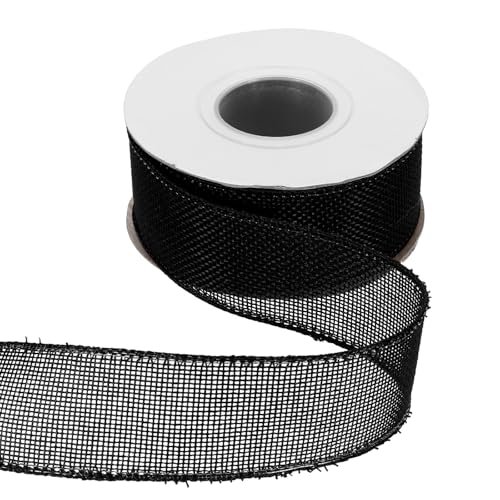 HARFINGTON Juteband mit Draht, 3,8 cm x 9,1 m, Band mit Drahtrand, Kreuz, gewebtes Band für große Schleife, Kranz, Urlaub, Partys, Heim- und Outdoor-Dekoration, Schwarz HARFINGTON Juteband mit Draht, 3,8 cm x 9,1 m, Band mit Drahtrand, Kreuz, gewebtes Band für große Schleife, Kranz, Urlaub, Partys, Heim- und Outdoor-Dekoration, Schwarz von HARFINGTON
