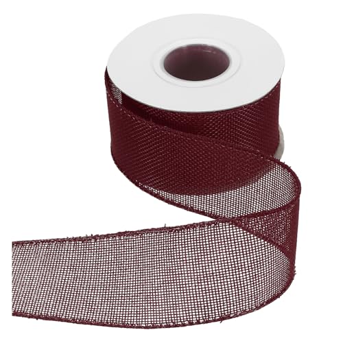 HARFINGTON Juteband mit Draht, 5,1 cm x 9,1 m, Band mit Drahtrand, Kreuz, gewebtes Band für große Schleife, Kranz, Urlaub, Partys, Zuhause und Outdoor-Dekoration, Dunkelrot HARFINGTON Juteband mit Draht, 5,1 cm x 9,1 m, Band mit Drahtrand, Kreuz, gewebtes Band für große Schleife, Kranz, Urlaub, Partys, Zuhause und Outdoor-Dekoration, Dunkelrot von HARFINGTON