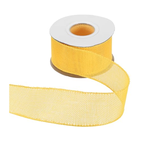 HARFINGTON Juteband mit Draht, 5,1 cm x 9,1 m, Band mit Drahtrand, Kreuz, gewebtes Band für große Schleife, Kranz, Urlaub, Partys, Zuhause und Outdoor-Dekoration, Gelb von HARFINGTON
