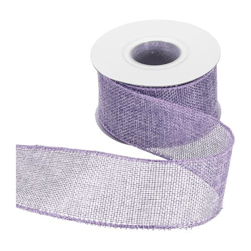HARFINGTON Juteband mit Draht, 5,1 cm x 9,1 m, Band mit Drahtrand, Kreuz, gewebtes Band für große Schleife, Kranz, Urlaub, Partys, Zuhause und Outdoor-Dekoration, Hellviolett von HARFINGTON