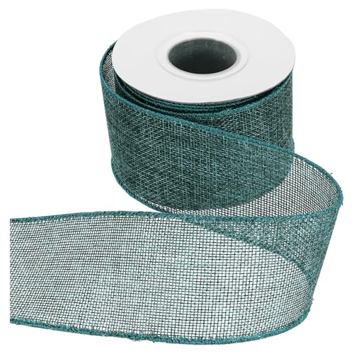 HARFINGTON Juteband mit Draht, 6,4 cm x 9,1 m, Band mit Drahtrand, Kreuz, gewebtes Band für große Schleife, Kranz, Urlaub, Partys, Heim- und Outdoor-Dekoration, Cyan von HARFINGTON