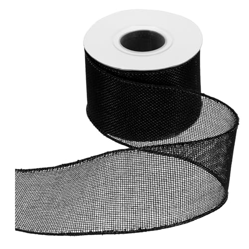 HARFINGTON Juteband mit Draht, 6,4 cm x 9,1 m, Band mit Drahtrand, Kreuz, gewebtes Band für große Schleife, Kranz, Urlaub, Partys, Heim- und Outdoor-Dekoration, Schwarz HARFINGTON Juteband mit Draht, 6,4 cm x 9,1 m, Band mit Drahtrand, Kreuz, gewebtes Band für große Schleife, Kranz, Urlaub, Partys, Heim- und Outdoor-Dekoration, Schwarz von HARFINGTON