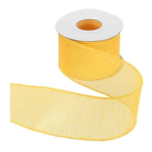 HARFINGTON Juteband mit Draht, 6,4 cm x 9,1 m, Band mit Drahtrand, Kreuz, gewebtes Band für große Schleife, Kranz, Urlaub, Partys, Zuhause und Outdoor-Dekoration, Gelb HARFINGTON Juteband mit Draht, 6,4 cm x 9,1 m, Band mit Drahtrand, Kreuz, gewebtes Band für große Schleife, Kranz, Urlaub, Partys, Zuhause und Outdoor-Dekoration, Gelb von HARFINGTON