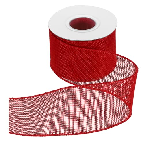 HARFINGTON Juteband mit Draht, 6,4 cm x 9,1 m, Band mit Drahtrand, Kreuz, gewebtes Band für große Schleife, Kranz, Urlaub, Partys, Zuhause und Outdoor-Dekoration, Rot HARFINGTON Juteband mit Draht, 6,4 cm x 9,1 m, Band mit Drahtrand, Kreuz, gewebtes Band für große Schleife, Kranz, Urlaub, Partys, Zuhause und Outdoor-Dekoration, Rot von HARFINGTON