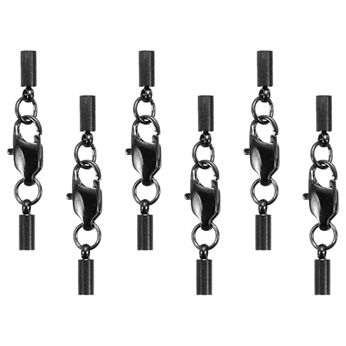 HARFINGTON Karabinerverschluss mit Kordel-Endkappen, 1,8 mm Innendurchmesser, Edelstahl-Halskettenenden, Leder-Faltschließe für Armbänder, Bastelarbeiten, Schmuckherstellung, Schwarz, 6 Stück (Stil 1) HARFINGTON Karabinerverschluss mit Kordel-Endkappen, 1,8 mm Innendurchmesser, Edelstahl-Halskettenenden, Leder-Faltschließe für Armbänder, Bastelarbeiten, Schmuckherstellung, Schwarz, 6 Stück (Stil 1) von HARFINGTON