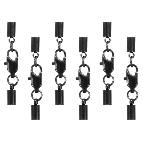 HARFINGTON Karabinerverschluss mit Kordel-Endkappen, 2,5 mm Innendurchmesser, Edelstahl-Halskettenenden, Leder-Faltschließe für Armbänder, Bastelarbeiten, Schmuckherstellung, Schwarz, 6 Stück (Stil 1) HARFINGTON Karabinerverschluss mit Kordel-Endkappen, 2,5 mm Innendurchmesser, Edelstahl-Halskettenenden, Leder-Faltschließe für Armbänder, Bastelarbeiten, Schmuckherstellung, Schwarz, 6 Stück (Stil 1) von HARFINGTON