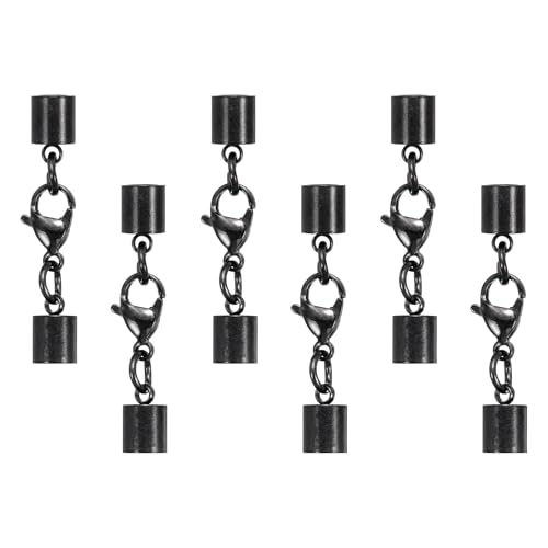 HARFINGTON Karabinerverschluss mit Kordel-Endkappen, 5 mm Innendurchmesser, Edelstahl-Halskettenenden, Leder-Faltschließe für Armbänder, Bastelarbeiten, Schmuckherstellung, Schwarz, 6 Stück (Stil 2) HARFINGTON Karabinerverschluss mit Kordel-Endkappen, 5 mm Innendurchmesser, Edelstahl-Halskettenenden, Leder-Faltschließe für Armbänder, Bastelarbeiten, Schmuckherstellung, Schwarz, 6 Stück (Stil 2) von HARFINGTON